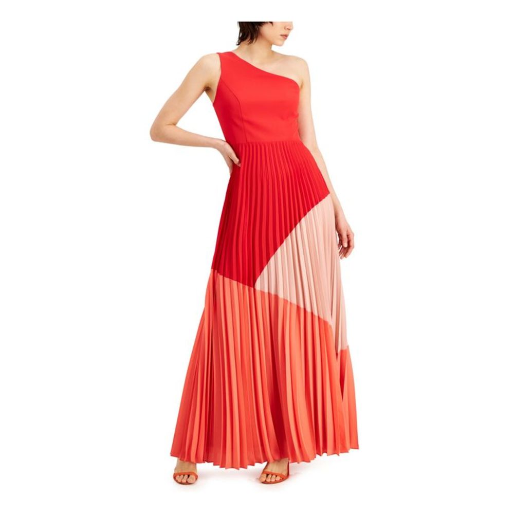 AIDAN AIDAN MATTOX Womens Red Sleeveless Maxi Accordion Pleat Dress 0
